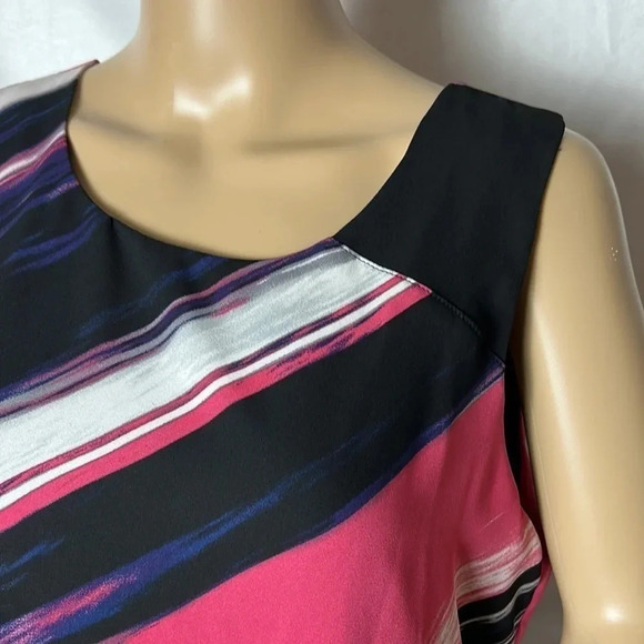 Y2K vtg RICKI’S top,sleeveless bold striped asymmetrical ,multicolor,fun - Picture 9 of 17